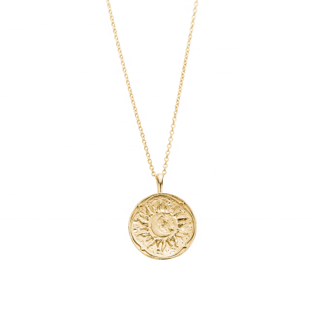 Gold sun best sale coin necklace