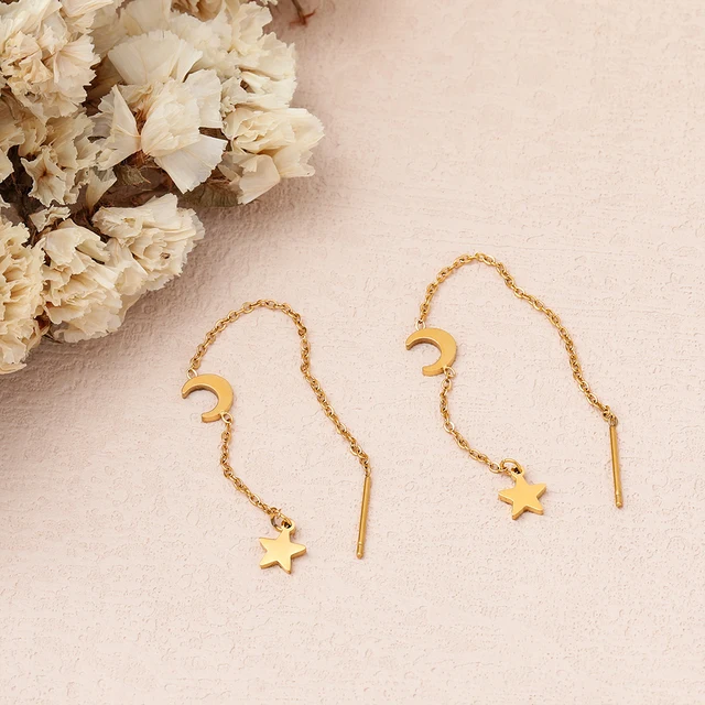 Moon & Star Drop Earrings