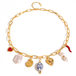 Blue Ceramic Charms Necklace