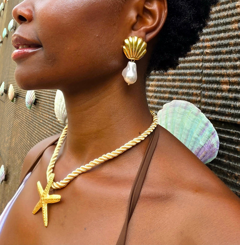 Scallop Pearl Earrings