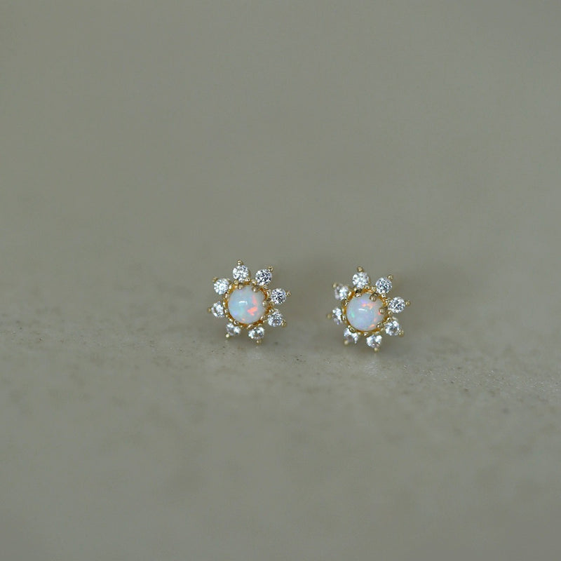 Opal Flower Studs