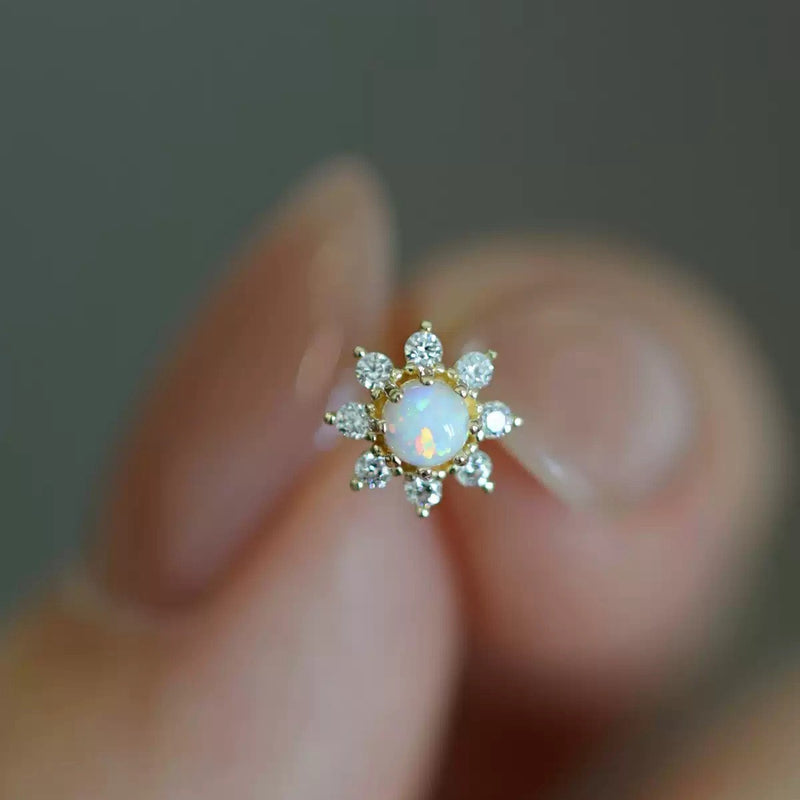 Opal Flower Studs