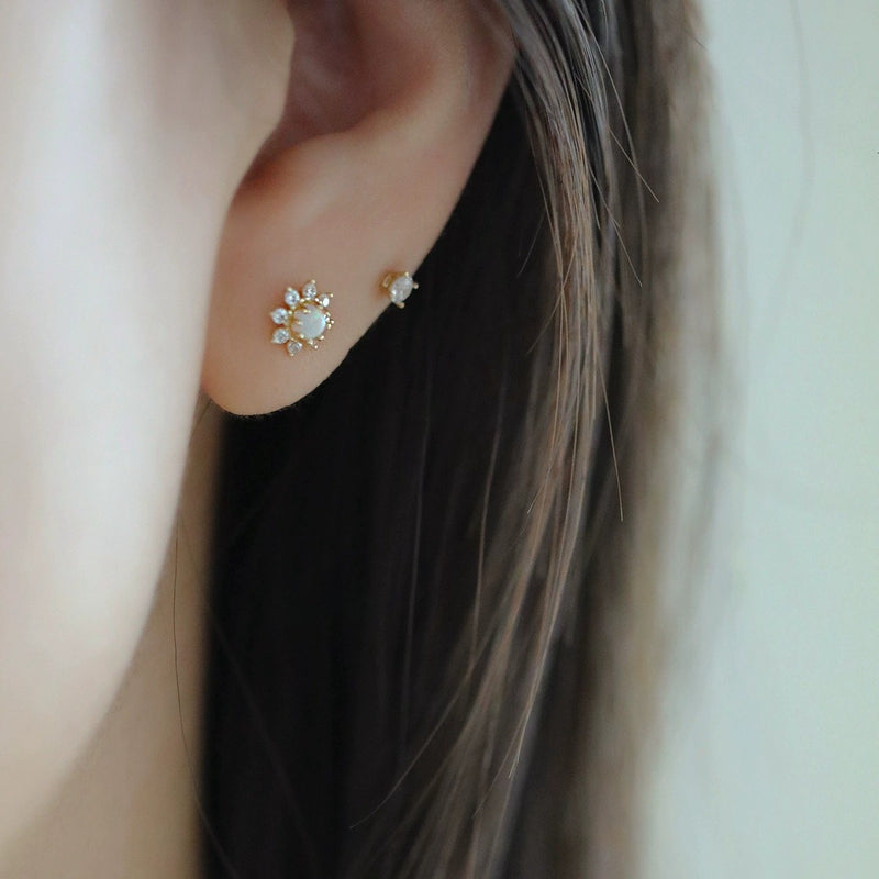 Opal Flower Studs