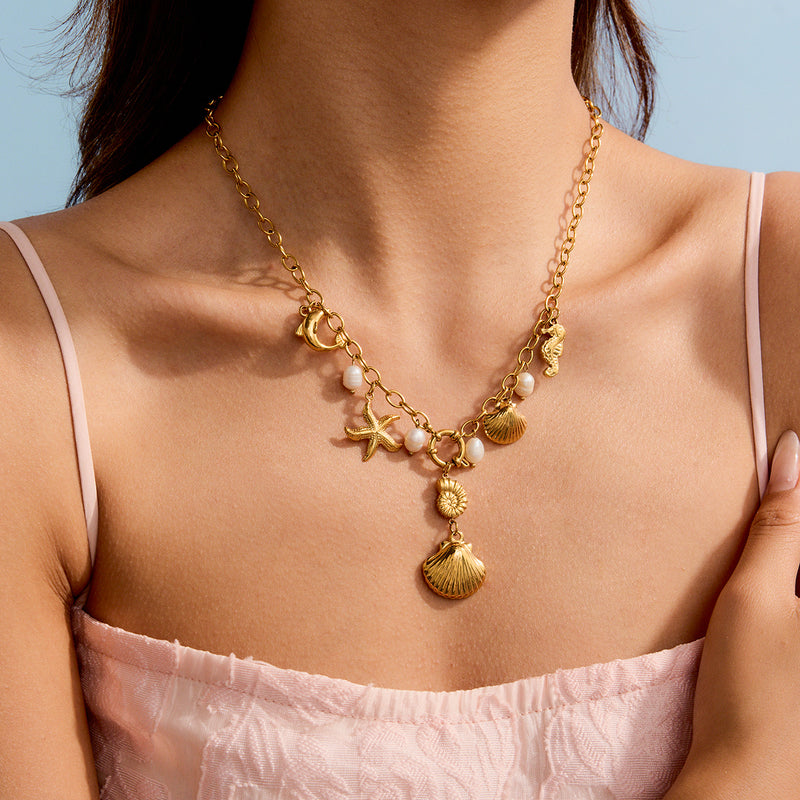 Shell Multi Charms Necklace