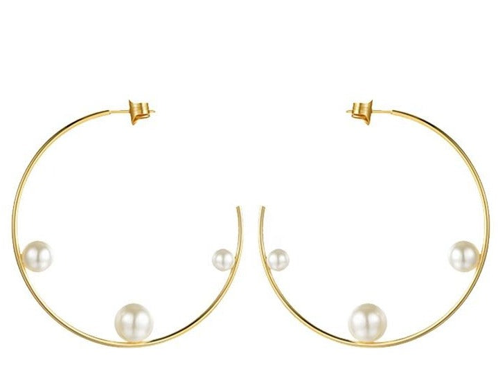 Large Pearls Hoops