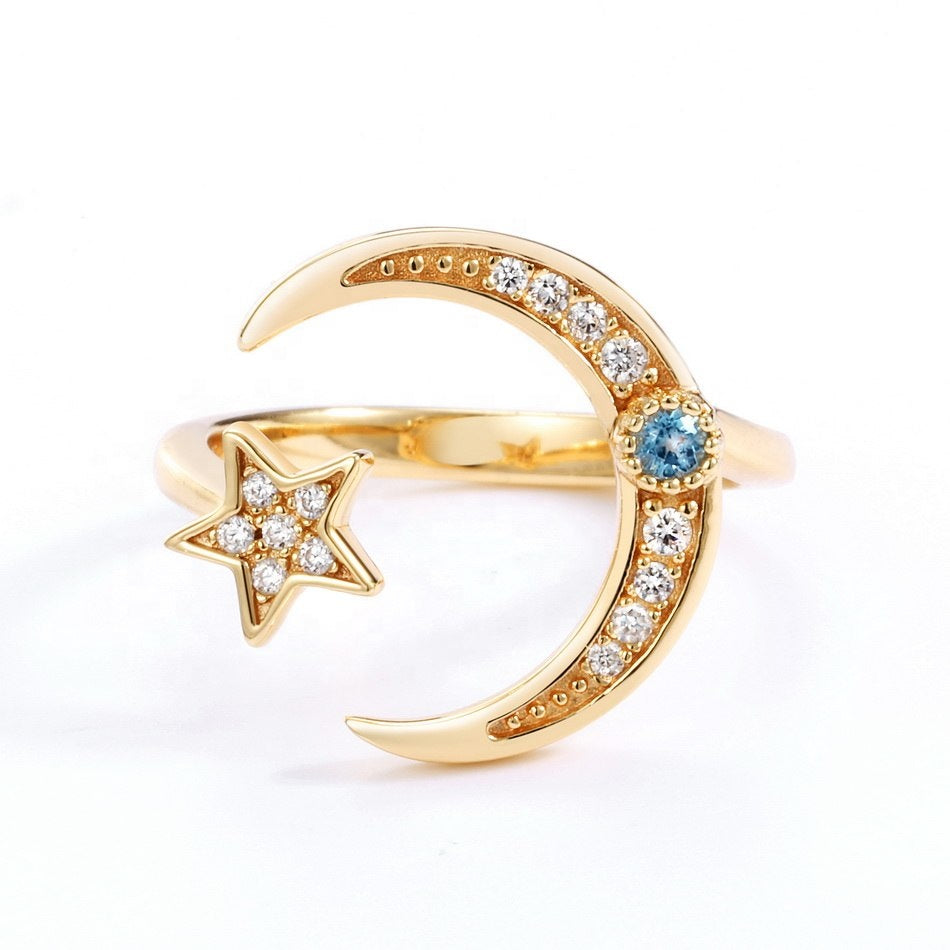 Moon & Star Topaz Ring